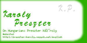 karoly preszter business card